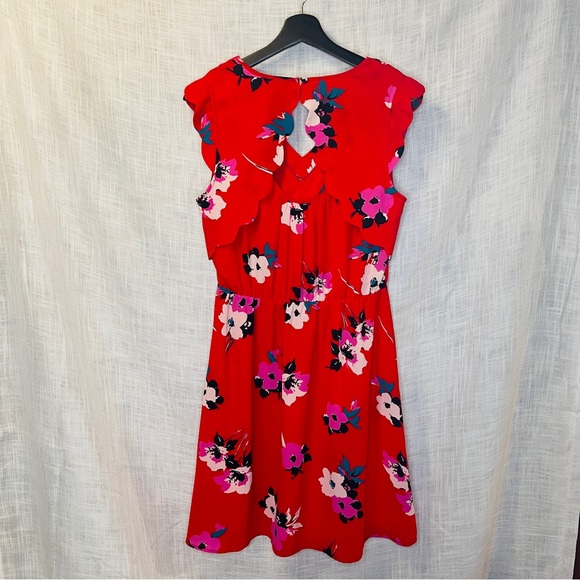 41 Hawthorn Midnight Scallop Detail Dress - Red - Picture 4 of 10